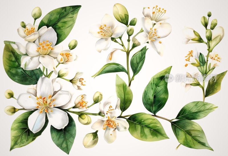 手绘茉莉花插图