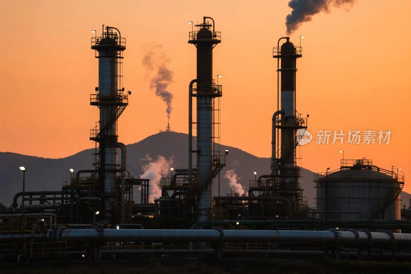工业设施黄昏景观