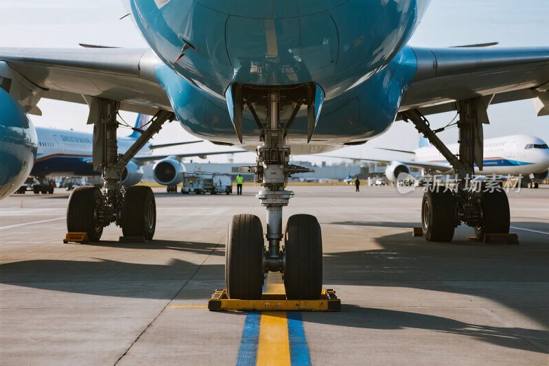 飞机场上的飞机起落架