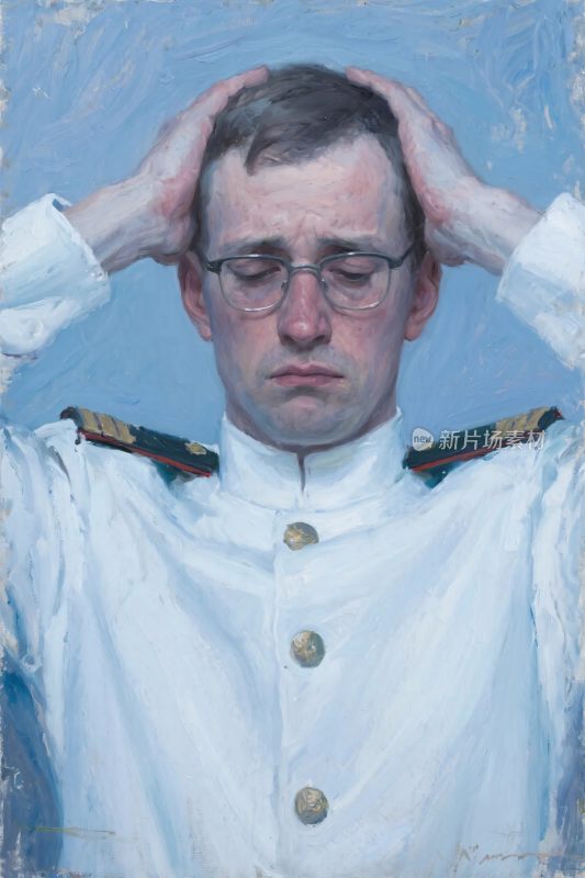 军装人物肖像油画