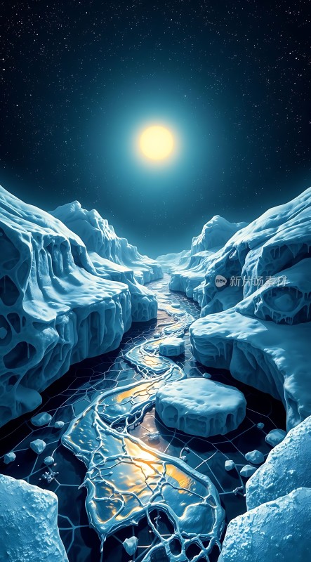 冰封峡谷中的月光