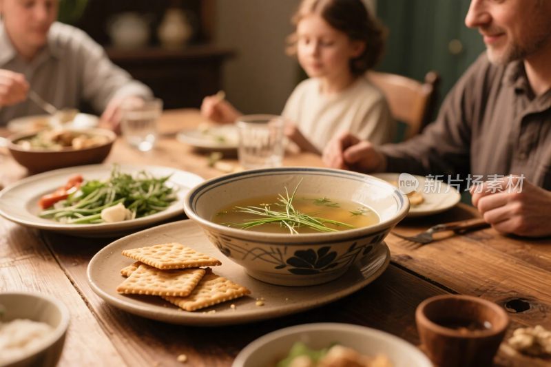 家庭餐桌用餐场景