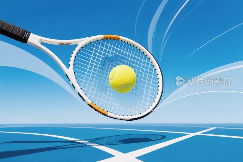 网球拍击网球插画