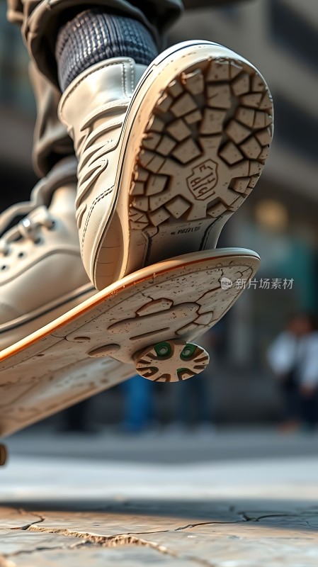 滑板少年跃起瞬间