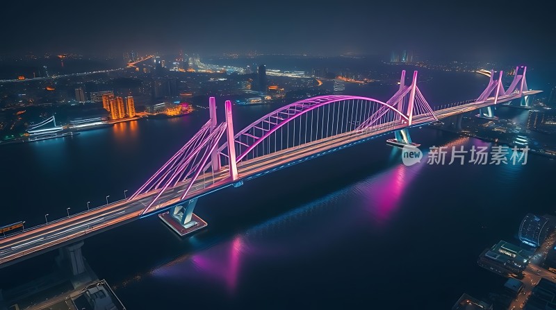 璀璨夜景下的跨江大桥