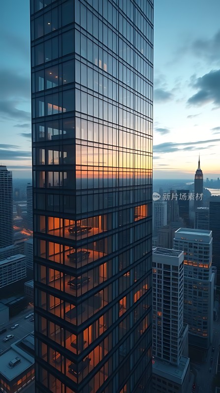 摩天大楼夜幕下的璀璨光芒