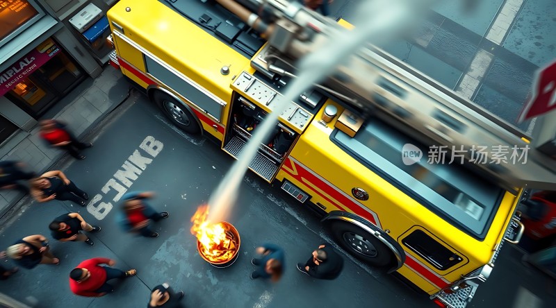 消防车灭火现场观众围观