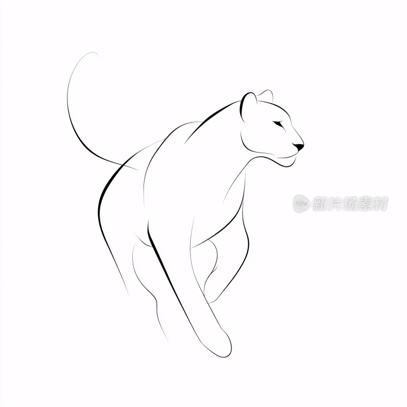 线条勾勒的奔跑猎豹插画