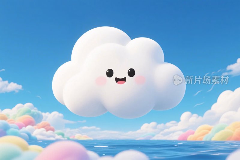 卡通云朵笑脸插画