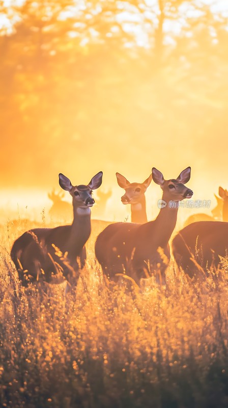 晨光中的鹿群