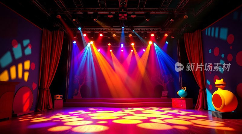 舞台灯光秀色彩斑斓充满活力