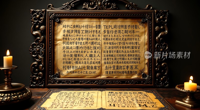 古卷秘文烛光映照下的神秘文献