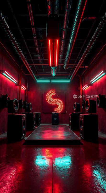 霓虹灯光下的音乐派对现场