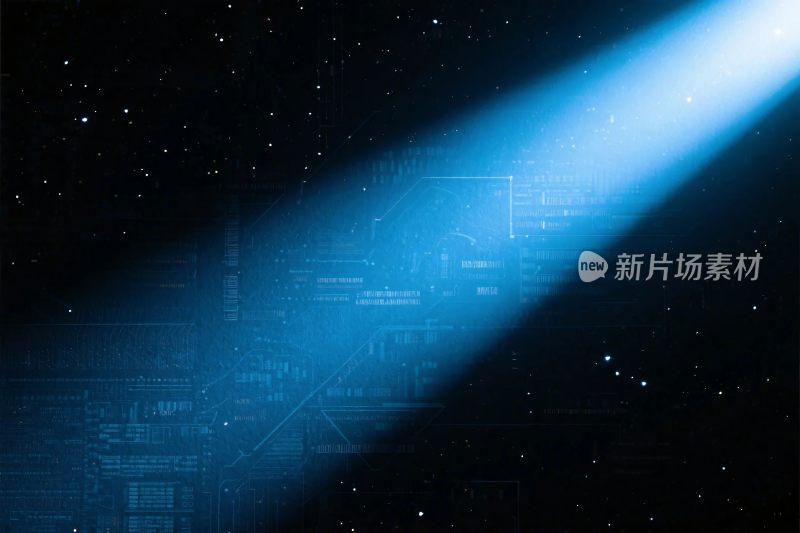 蓝色光束星空科技插画