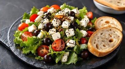 清新沙拉配面包片