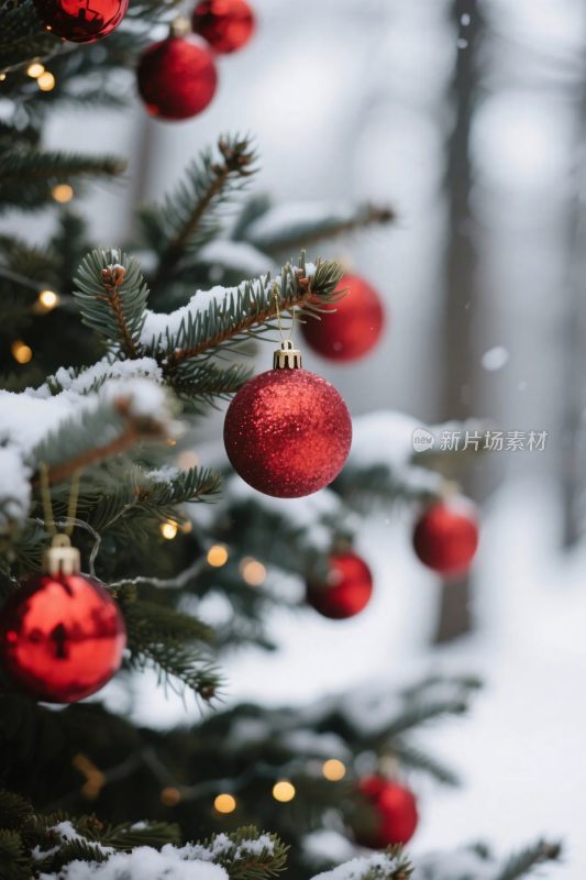 圣诞树红色装饰球