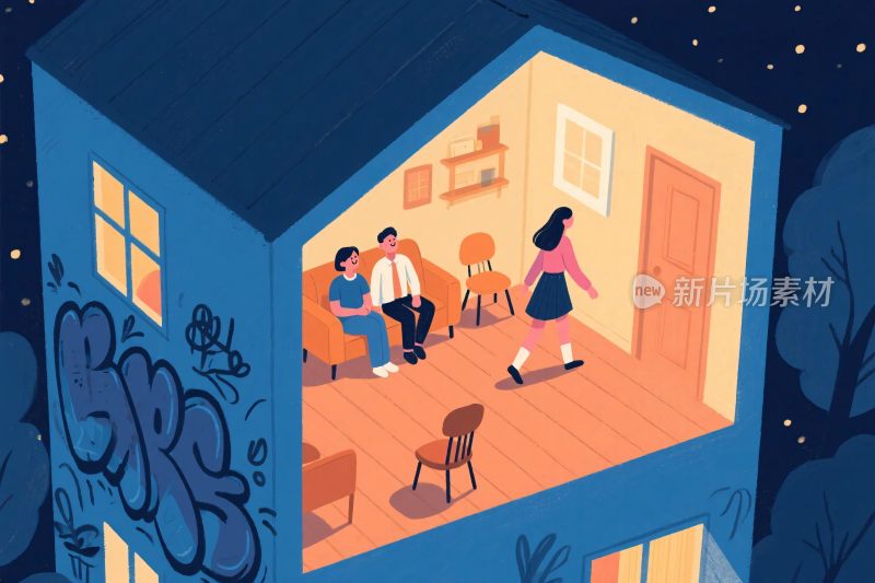 室内家庭场景插画