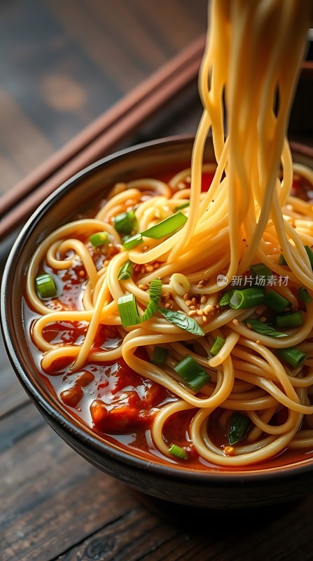 热腾腾的麻辣拌面香辣可口令人垂涎欲滴！