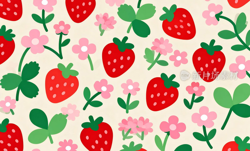 卡通草莓扁平风格插画图案