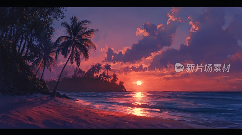 海滩日落风景