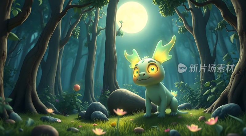 森林精灵与月光下的奇遇