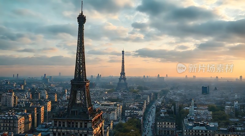 巴黎铁塔日落美景