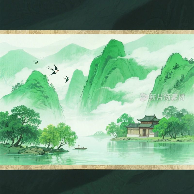 传统山水风景插画