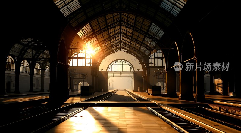 阳光下的火车站台