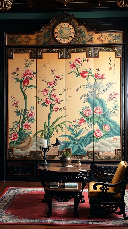 古风书房花团锦簇书香门第