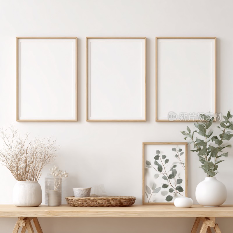简约墙面相框与摆件装饰场景