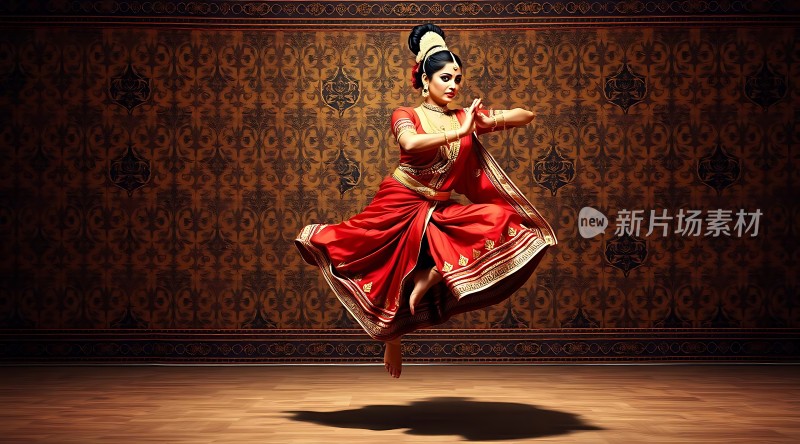 红色舞者旋转跳跃