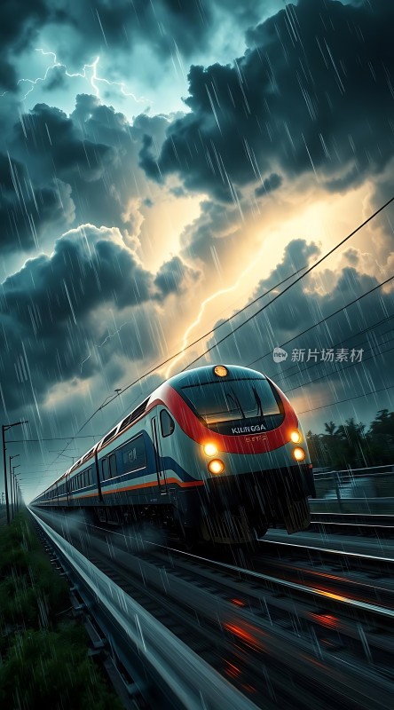 雨夜疾驰的高铁