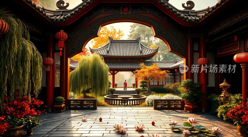 古韵庭院秋色浓