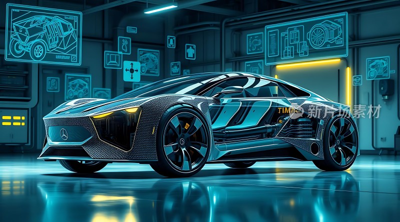 未来科技座驾黑色流线型跑车