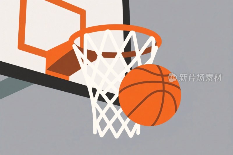 篮球进篮筐插画
