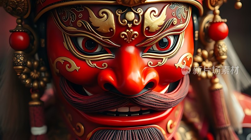 红色面具金丝镶嵌威武雄壮