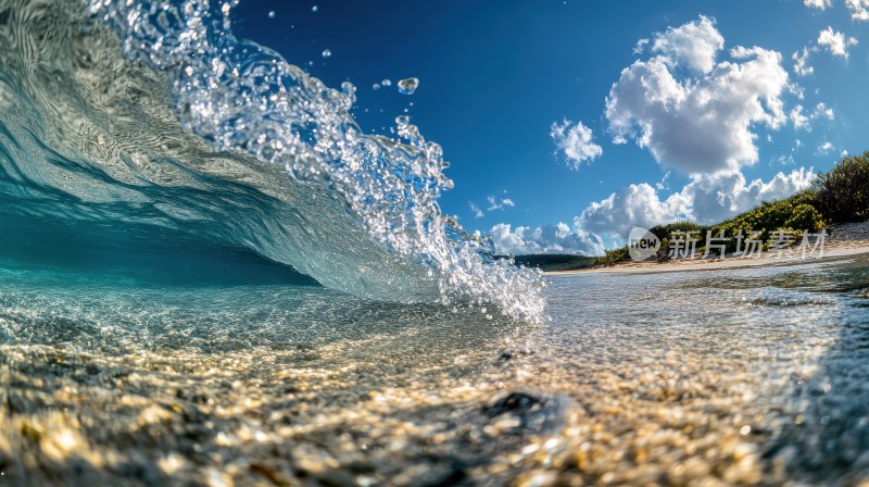 清澈的海水海面沙滩