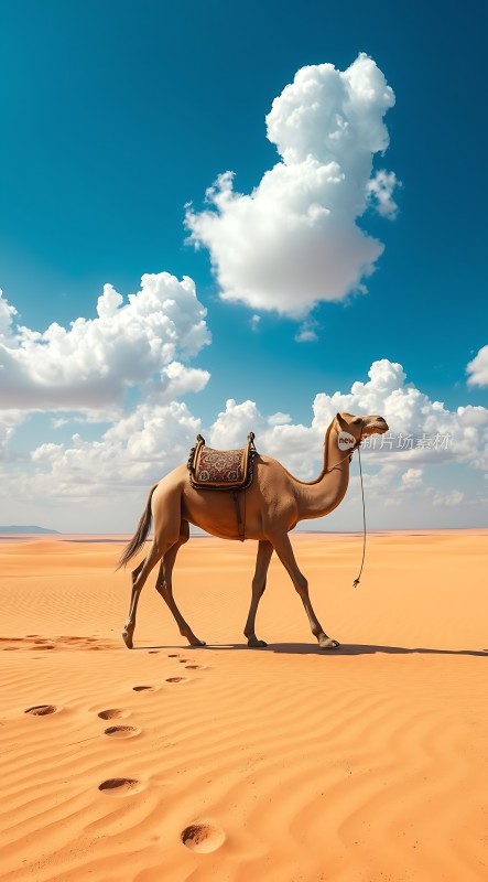 沙漠驼影穿越金色沙海的孤独之旅