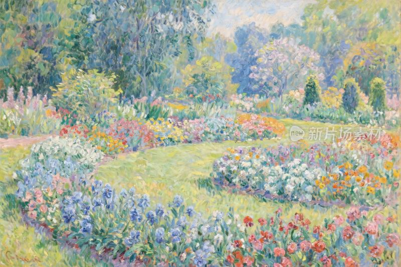 印象派花园风景画