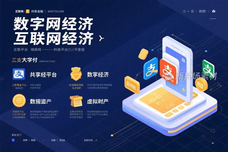 数字经济互联网经济插画