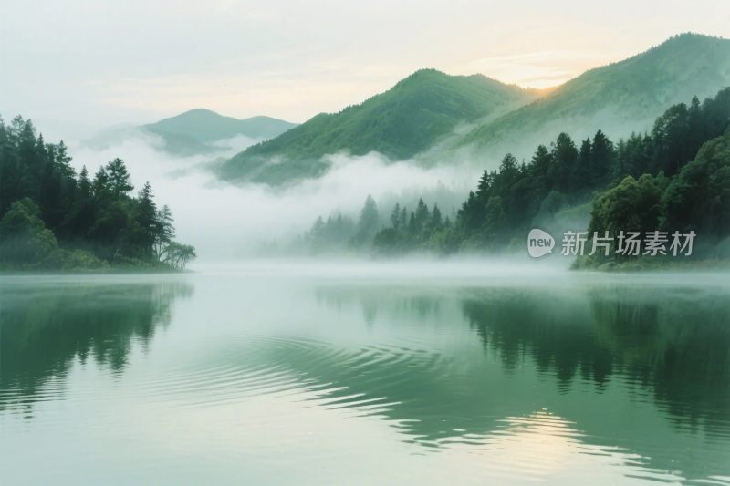 山水湖景风景图