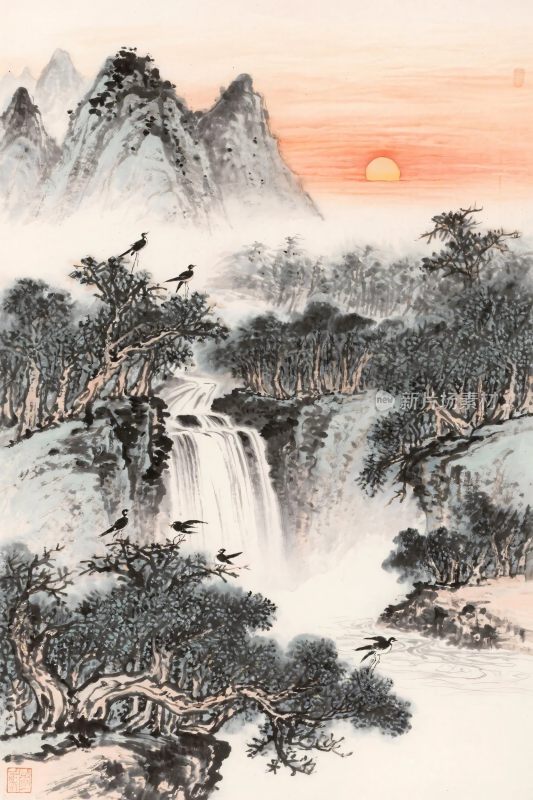 国风山水水墨画