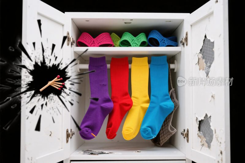 彩色袜子与艺术化旧衣柜