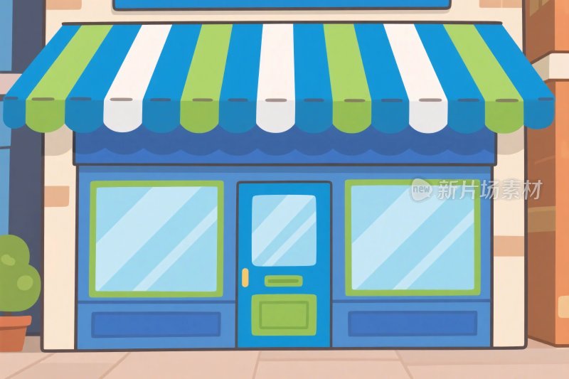卡通商店门面插画