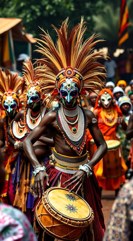 面具舞者鼓声阵阵