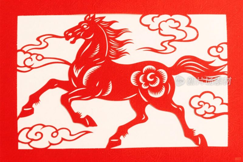红色剪纸马艺术