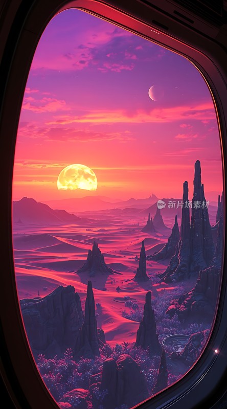 紫色星球日落奇景