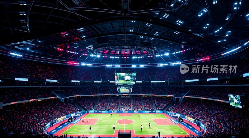 灯光璀璨的足球比赛现场