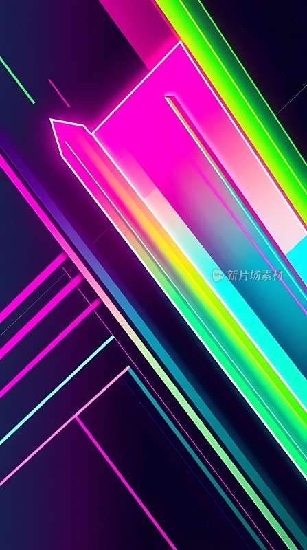 霓虹光影交错色彩斑斓的几何世界