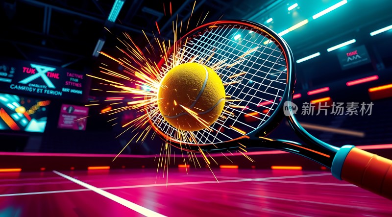 网球与球拍的激情碰撞